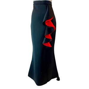 Item # A245  Nancy  Flamenco Elegance  Black & Red Contrast Ruffle Skirt  NWOT L